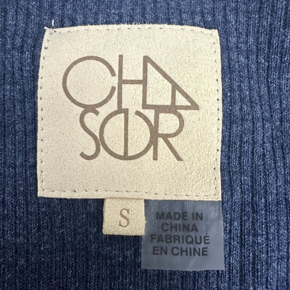 Chaser Womens Blue Ribbed Long Sleeve Top W/ Ring Detail Size S - Picture 4 of 6